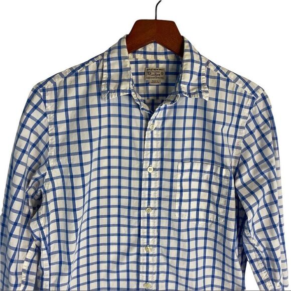 J.Crew Button Down Woven Shirt Men's Small Long Sleeve Blue White Check 34637 - Picture 2 of 10